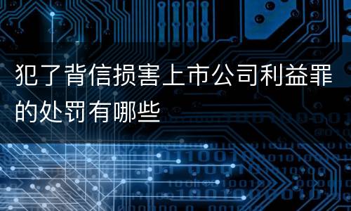 犯了背信损害上市公司利益罪的处罚有哪些