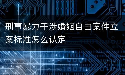 刑事暴力干涉婚姻自由案件立案标准怎么认定