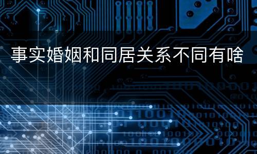 事实婚姻和同居关系不同有啥