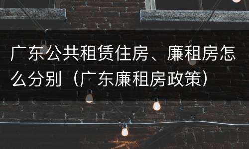 广东公共租赁住房、廉租房怎么分别（广东廉租房政策）