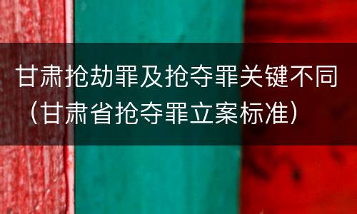 甘肃抢劫罪及抢夺罪关键不同（甘肃省抢夺罪立案标准）