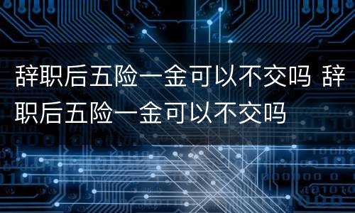 辞职后五险一金可以不交吗 辞职后五险一金可以不交吗