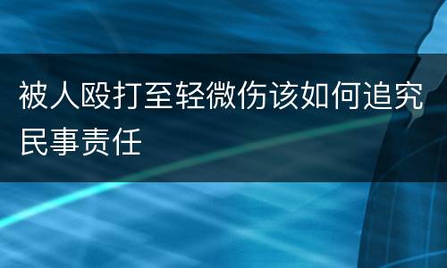 被人殴打至轻微伤该如何追究民事责任