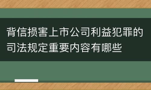 背信损害上市公司利益犯罪的司法规定重要内容有哪些