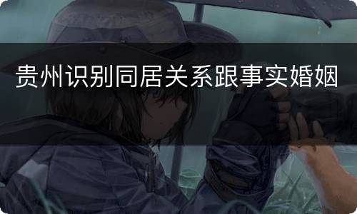 贵州识别同居关系跟事实婚姻