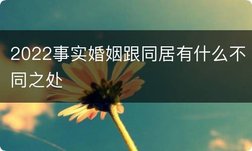 2022事实婚姻跟同居有什么不同之处