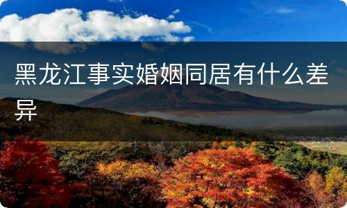 黑龙江事实婚姻同居有什么差异