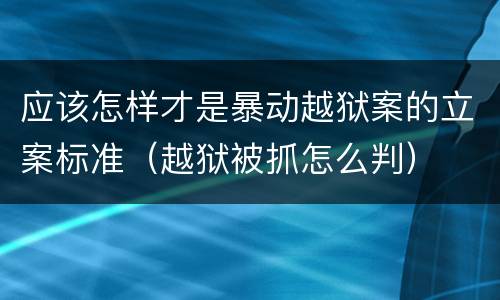 应该怎样才是暴动越狱案的立案标准（越狱被抓怎么判）