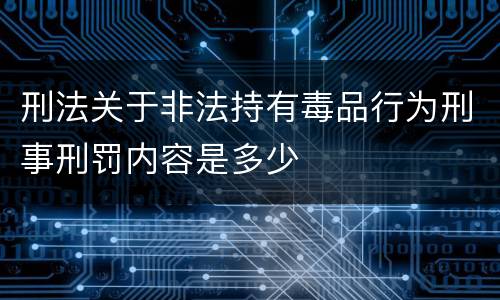 刑法关于非法持有毒品行为刑事刑罚内容是多少