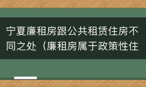 宁夏廉租房跟公共租赁住房不同之处（廉租房属于政策性住房吗）