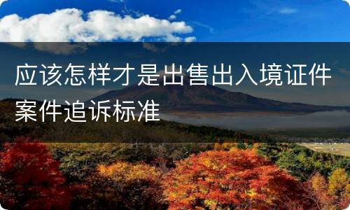 应该怎样才是出售出入境证件案件追诉标准