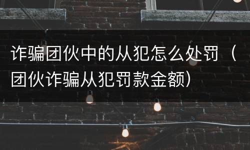 诈骗团伙中的从犯怎么处罚（团伙诈骗从犯罚款金额）