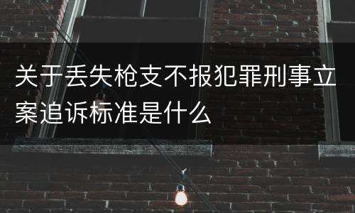 关于丢失枪支不报犯罪刑事立案追诉标准是什么