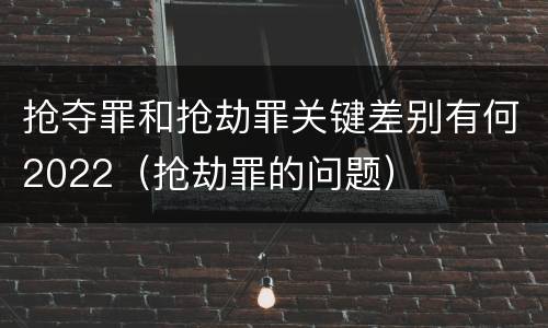 抢夺罪和抢劫罪关键差别有何2022（抢劫罪的问题）