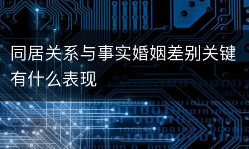 同居关系与事实婚姻差别关键有什么表现
