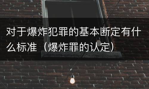 对于爆炸犯罪的基本断定有什么标准（爆炸罪的认定）