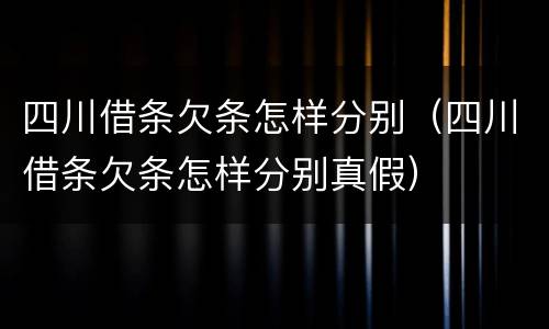 四川借条欠条怎样分别（四川借条欠条怎样分别真假）