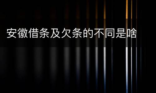 安徽借条及欠条的不同是啥