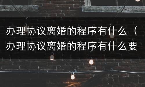 办理协议离婚的程序有什么（办理协议离婚的程序有什么要求）