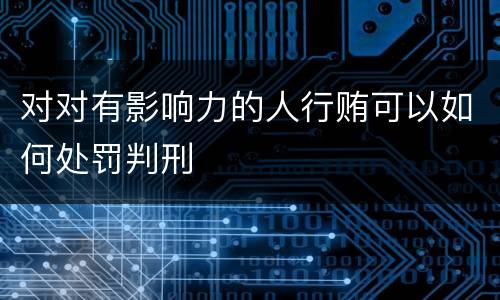 对对有影响力的人行贿可以如何处罚判刑