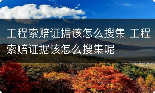 工程索赔证据该怎么搜集 工程索赔证据该怎么搜集呢