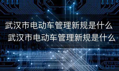 武汉市电动车管理新规是什么 武汉市电动车管理新规是什么规定