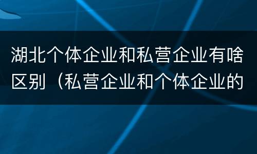 湖北个体企业和私营企业有啥区别（私营企业和个体企业的区别）