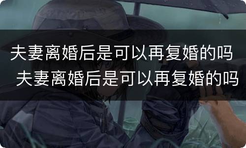 夫妻离婚后是可以再复婚的吗 夫妻离婚后是可以再复婚的吗知乎