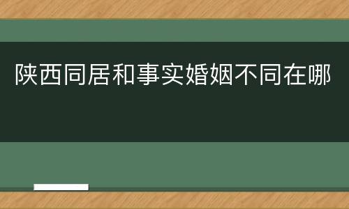 陕西同居和事实婚姻不同在哪