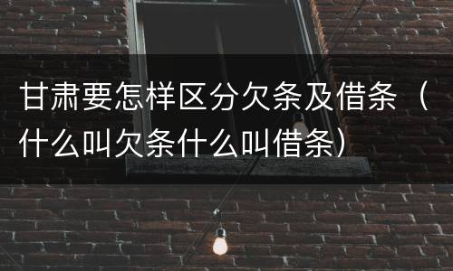 甘肃要怎样区分欠条及借条（什么叫欠条什么叫借条）