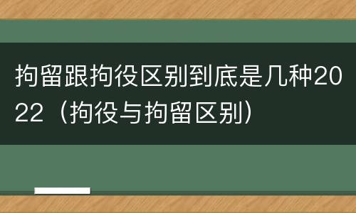 拘留跟拘役区别到底是几种2022（拘役与拘留区别）