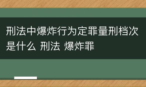 刑法中爆炸行为定罪量刑档次是什么 刑法 爆炸罪