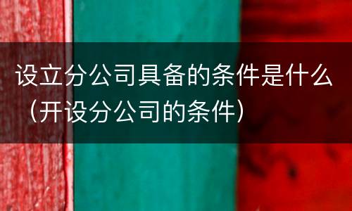 设立分公司具备的条件是什么（开设分公司的条件）