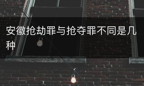 安徽抢劫罪与抢夺罪不同是几种