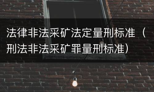 法律非法采矿法定量刑标准（刑法非法采矿罪量刑标准）