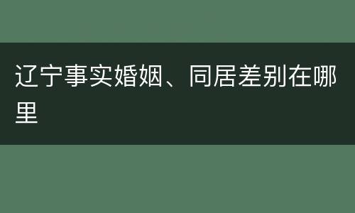 辽宁事实婚姻、同居差别在哪里
