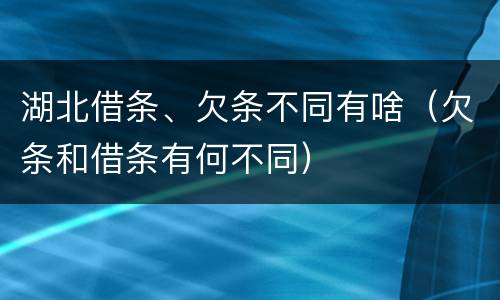 湖北借条、欠条不同有啥（欠条和借条有何不同）