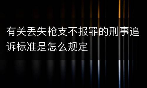 有关丢失枪支不报罪的刑事追诉标准是怎么规定