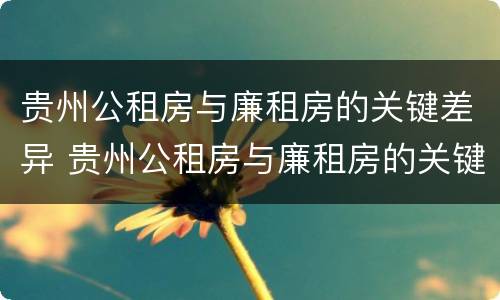 贵州公租房与廉租房的关键差异 贵州公租房与廉租房的关键差异是什么
