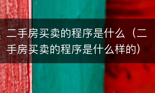 二手房买卖的程序是什么（二手房买卖的程序是什么样的）