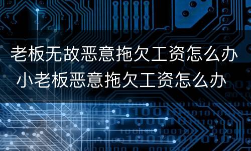 老板无故恶意拖欠工资怎么办 小老板恶意拖欠工资怎么办