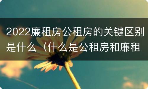 2022廉租房公租房的关键区别是什么（什么是公租房和廉租房）