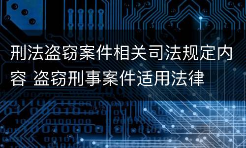 刑法盗窃案件相关司法规定内容 盗窃刑事案件适用法律