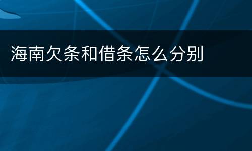 海南欠条和借条怎么分别