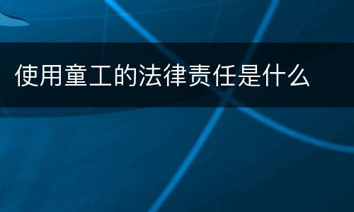 使用童工的法律责任是什么