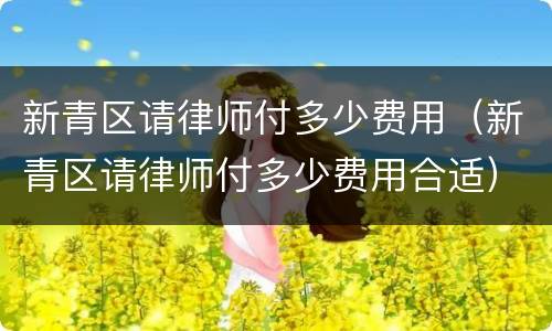 新青区请律师付多少费用（新青区请律师付多少费用合适）