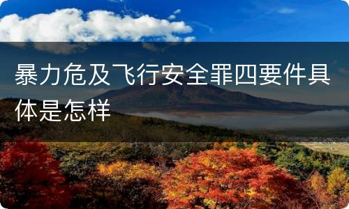 暴力危及飞行安全罪四要件具体是怎样