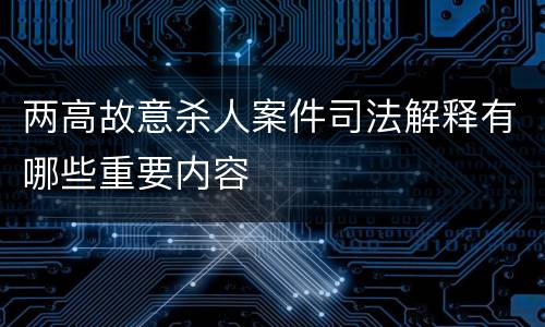两高故意杀人案件司法解释有哪些重要内容