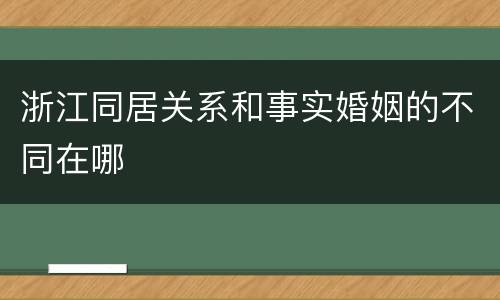浙江同居关系和事实婚姻的不同在哪