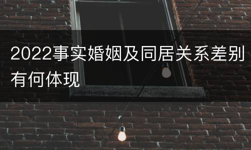 2022事实婚姻及同居关系差别有何体现